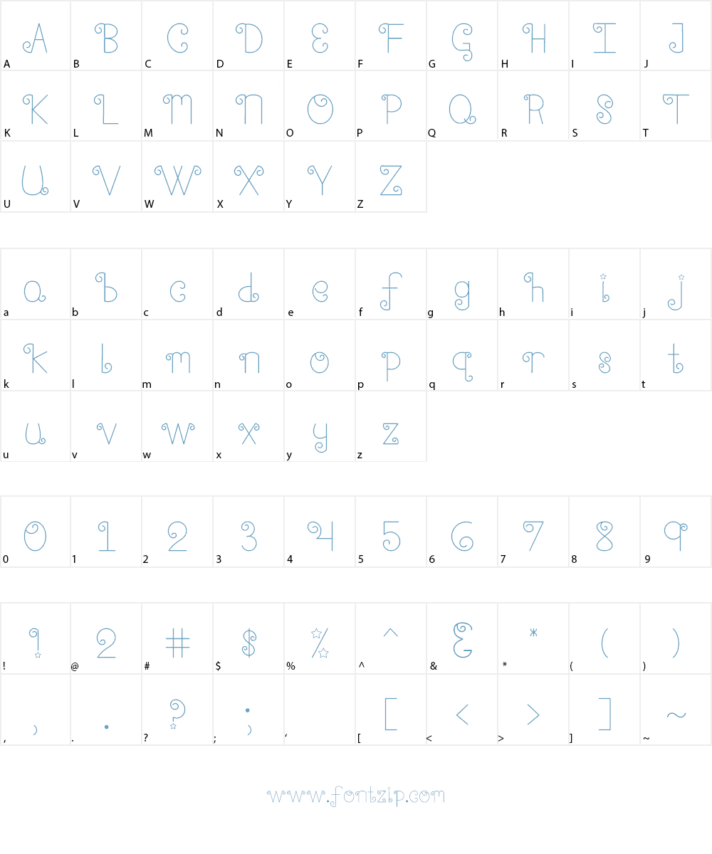 Shooting Stars Font Character